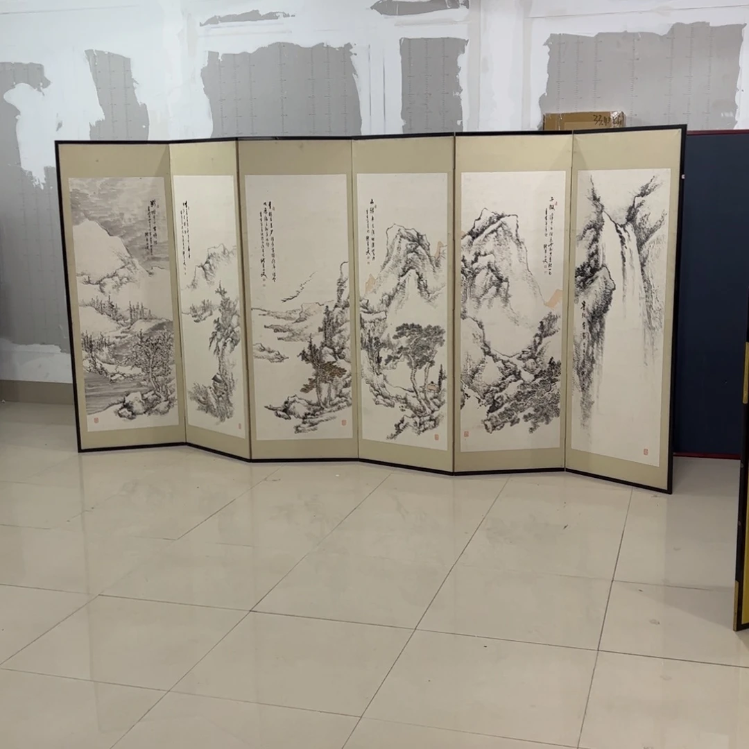 L***户绘画屏风框画茶空间设计