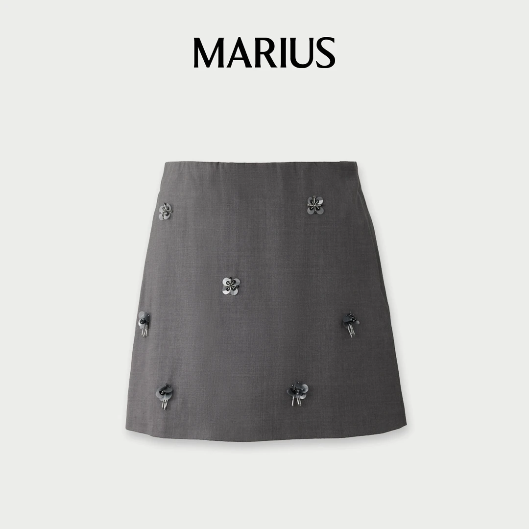 MARIUS亲肤柔软立体有型气质显瘦钉珠百搭小短裙女士