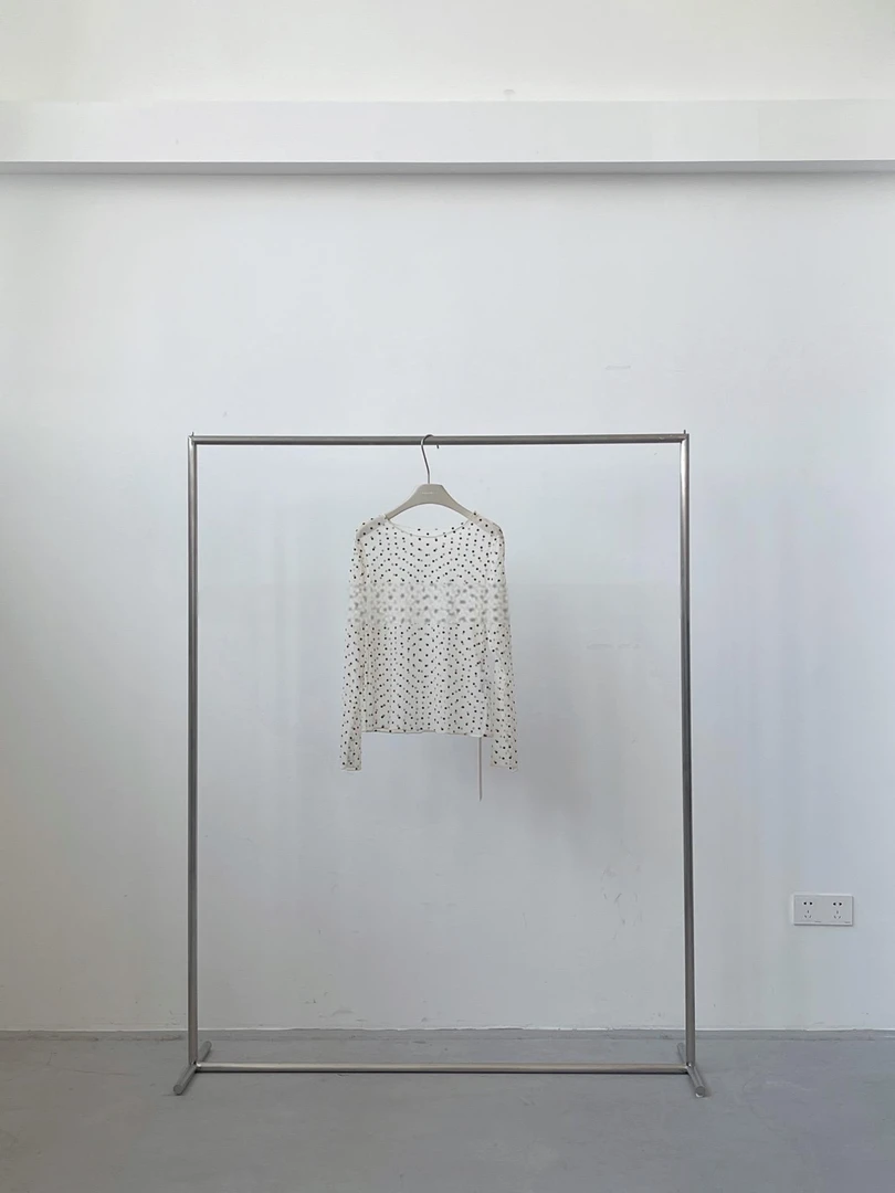 【福福！NO!NO!NO!】网纱植绒波点打底T恤上衣 DJ0777#