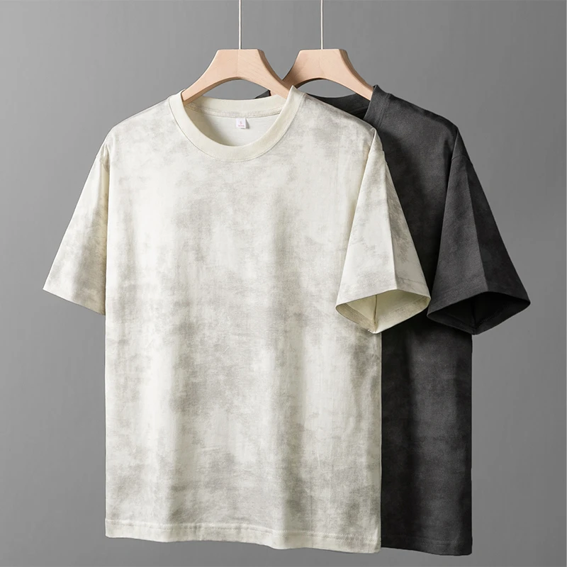 美式重磅夏季扎染纯棉脏脏短袖恤宽松复古百搭运动休闲体恤衫男