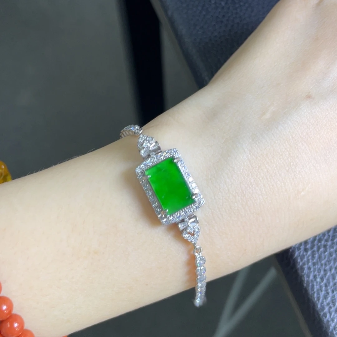 翡翠银S925镶嵌吊坠(不含链)