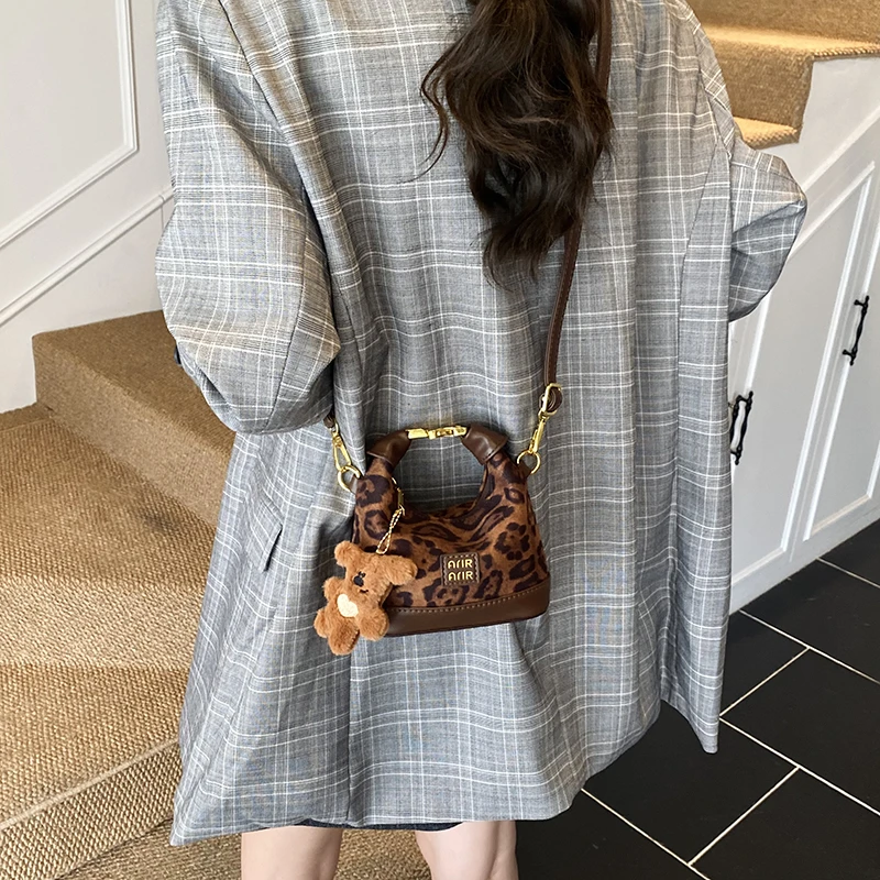 高颜值洋气豹纹小众设计口红包迷你手提包包女2025新款零钱斜挎包