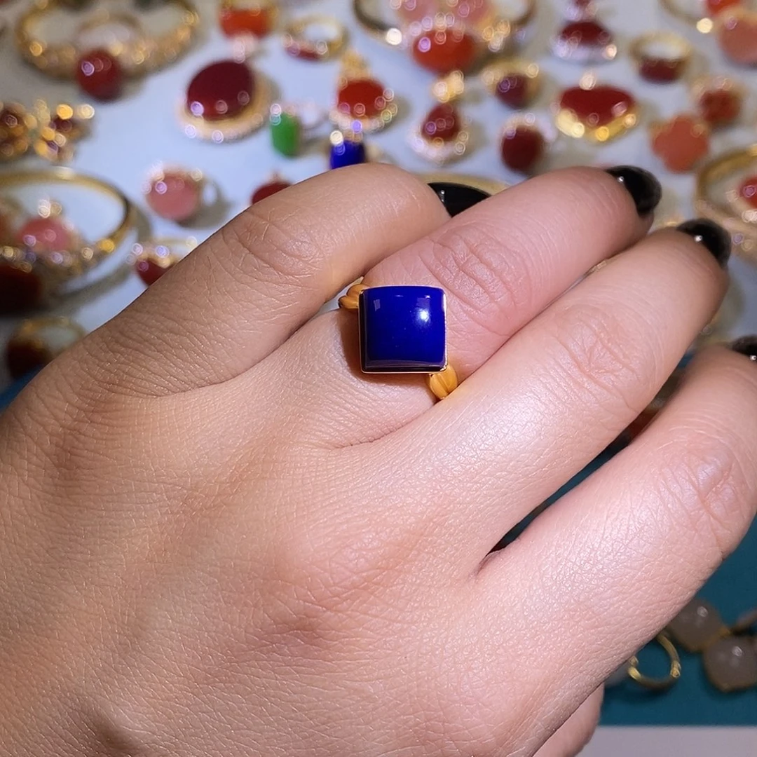 青金石18K金镶嵌戒指