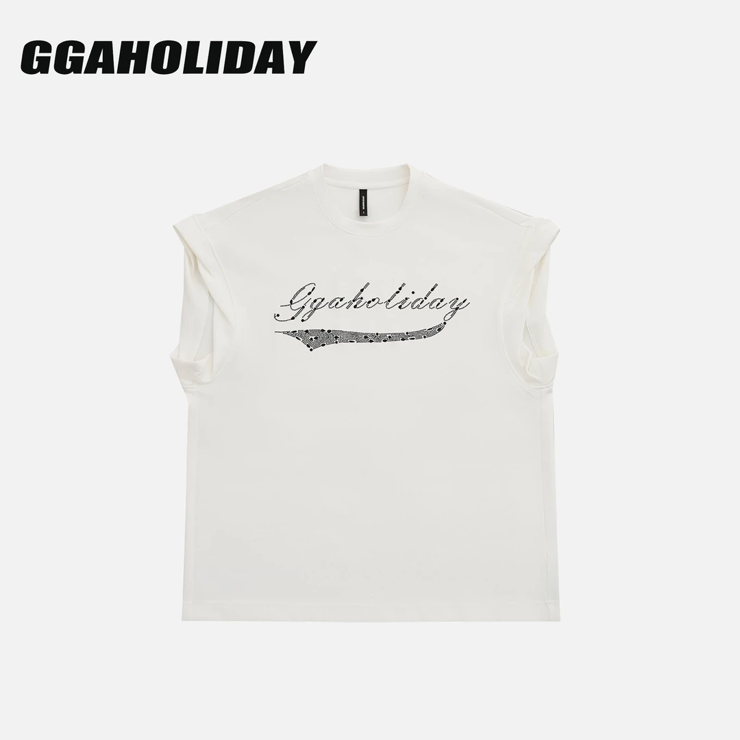GGAHOLIDAY美式休闲宽松时尚复古简约潮流街头百搭无袖T恤-153093