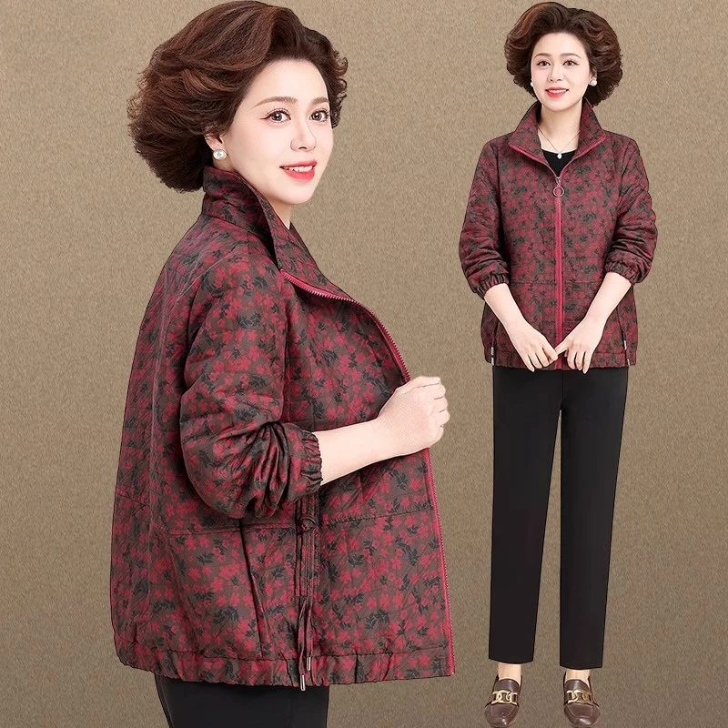 妈妈秋装2025新款外套洋气中老年女春秋季夹克风衣大码老年人衣服