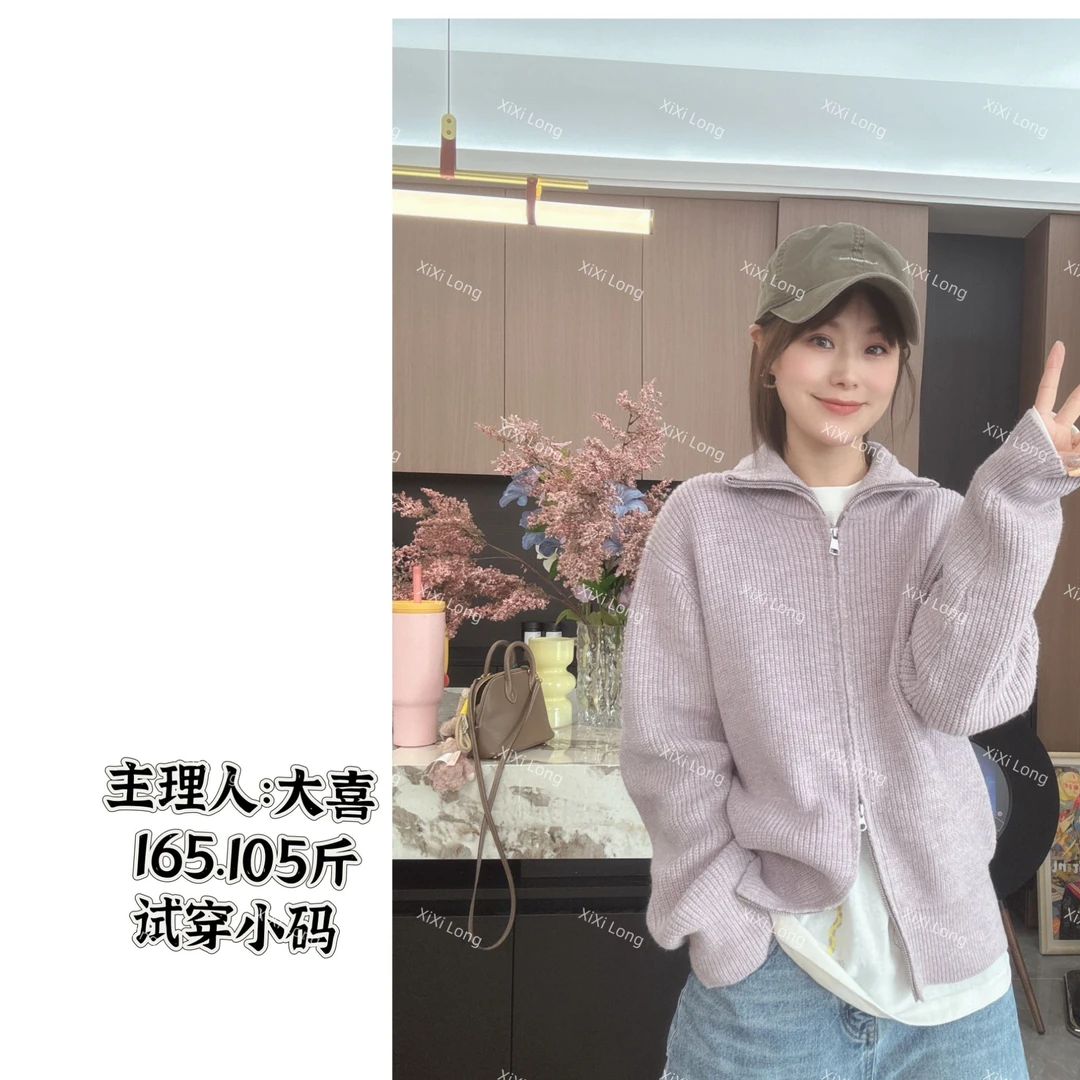 大喜|“双拉链羊毛混纺”韩系简约休闲拉链毛衣F609