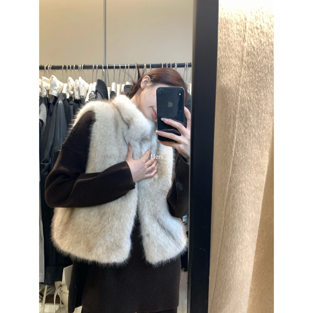 L-92519#冬日氛围感！超柔软毛毛立领百搭保暖马甲外套