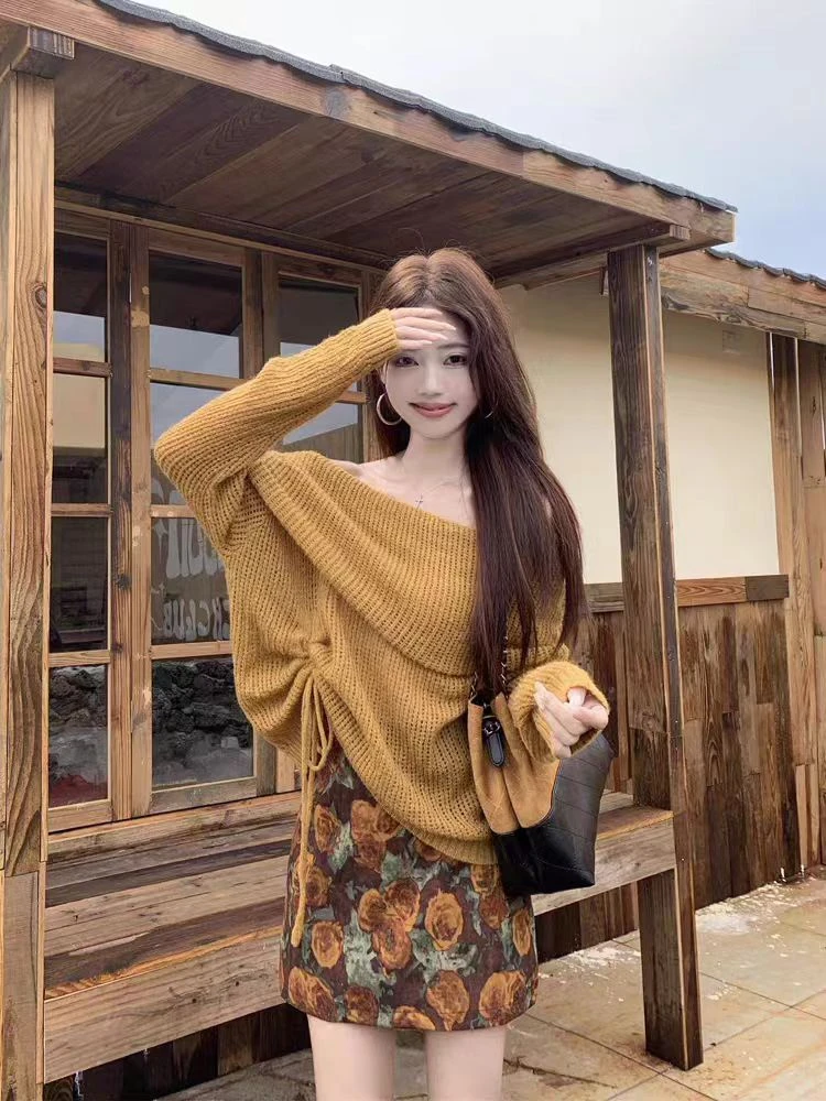 【工厂店】十三行2025秋复古油画印花半身裙女艺术感高腰防走光包臀