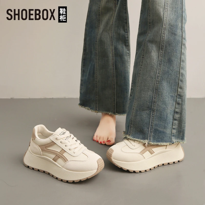 SHOEBOX鞋柜阿甘鞋女款2025春季新款爆款运动鞋厚底百搭老爹鞋