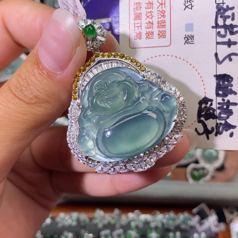 【闪购商品】翡翠银S925镶嵌颈饰天然