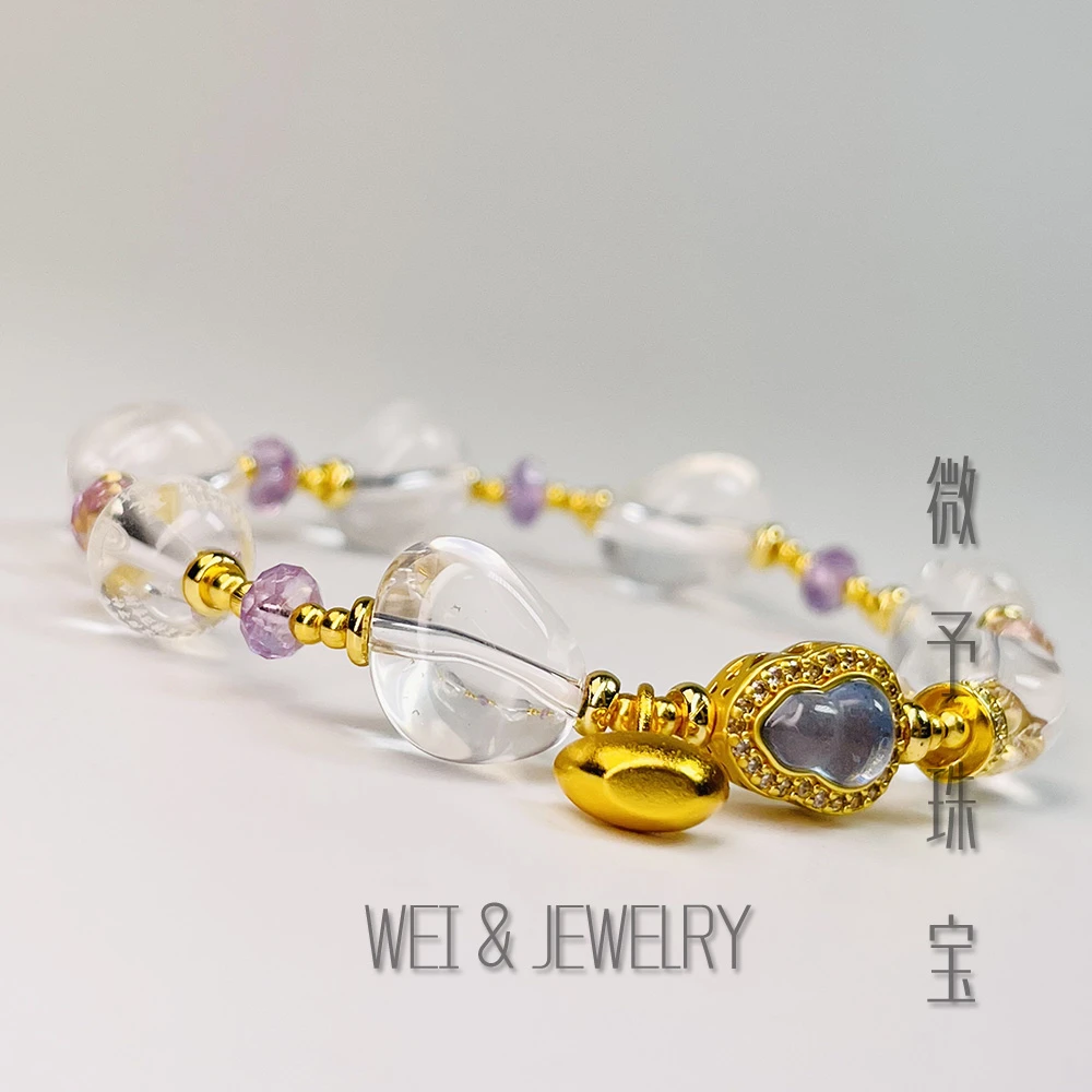 【微予珠宝】【随型】天然水晶白水晶高透设计款手串多样性发其一
