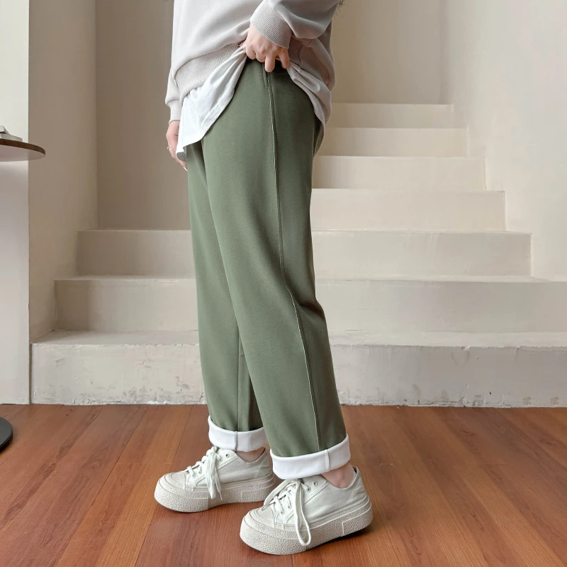 A1701大码女装【韩系保暖卫裤】冬季新款高腰200斤显瘦直筒阔腿裤