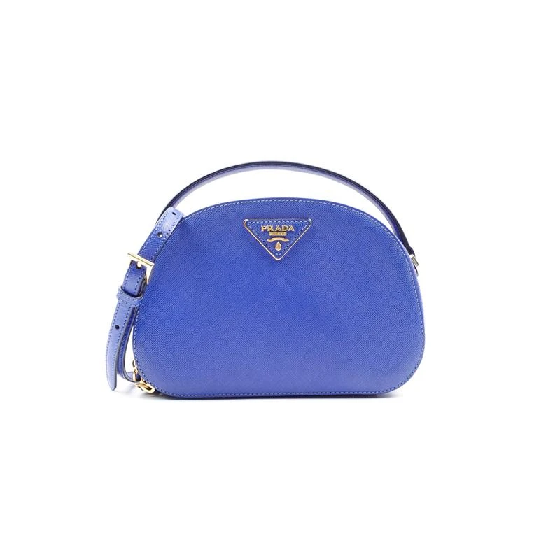 95新 Prada/普拉达 Odette蓝色十字纹手提单肩包/T_ZY0000410433