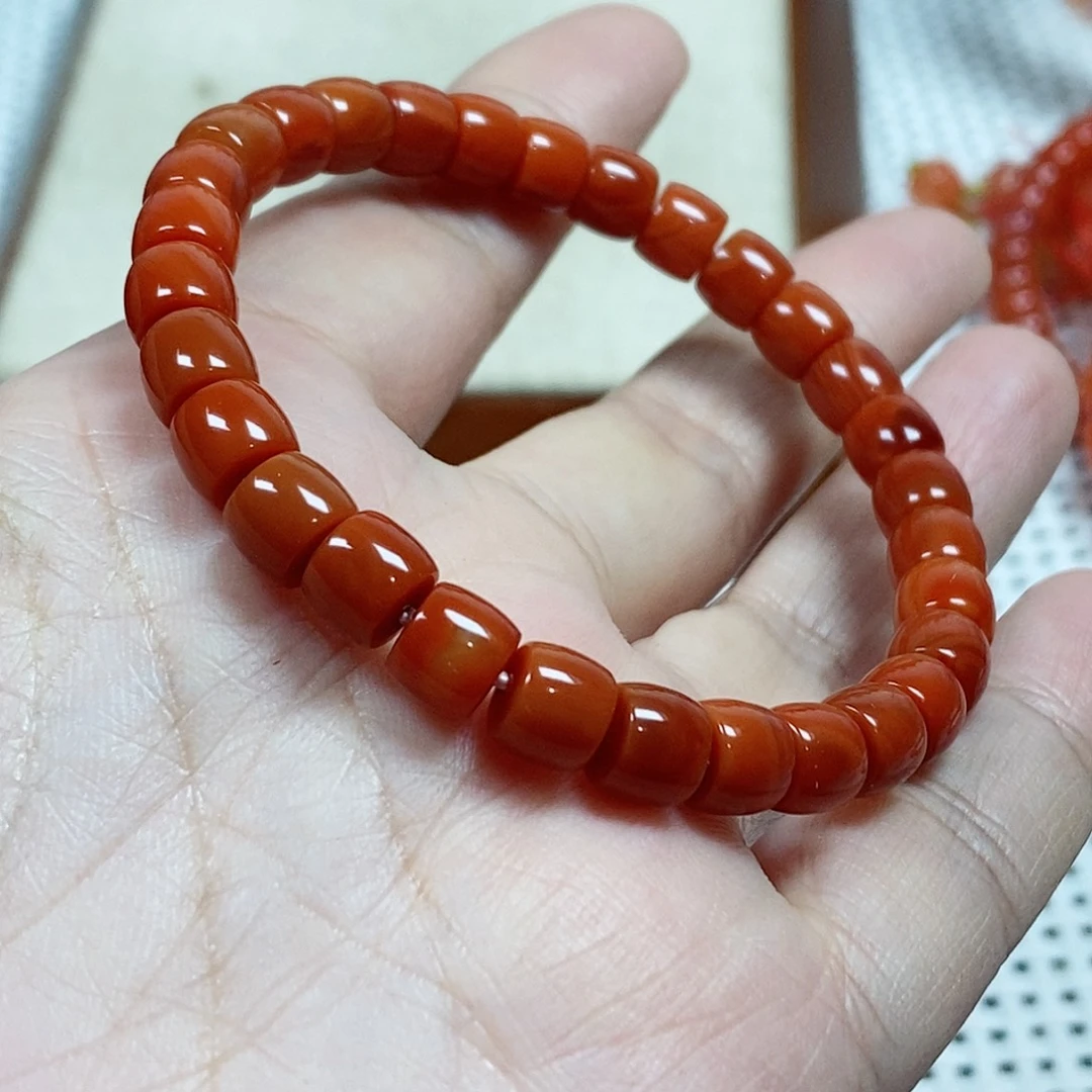 南红玛瑙未镶嵌手串卡6.8
