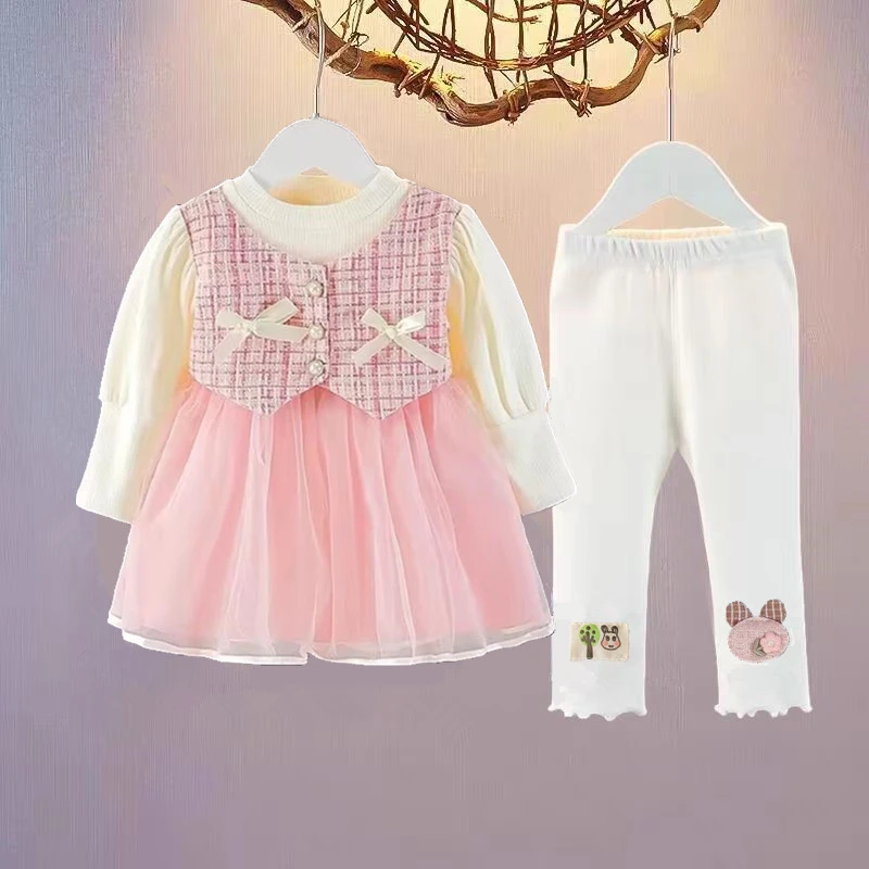 女宝宝春季连衣裙套装韩版女童1-2岁3两件套婴幼儿一周岁春秋装潮