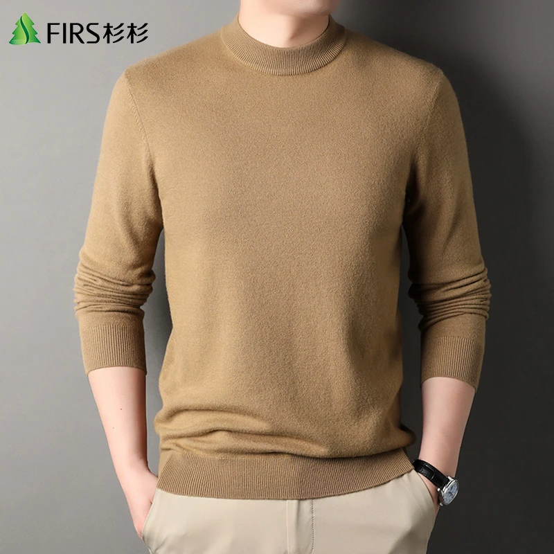 高品质男士羊毛衫加厚保暖半高领针织长袖毛衣百搭冬季.
