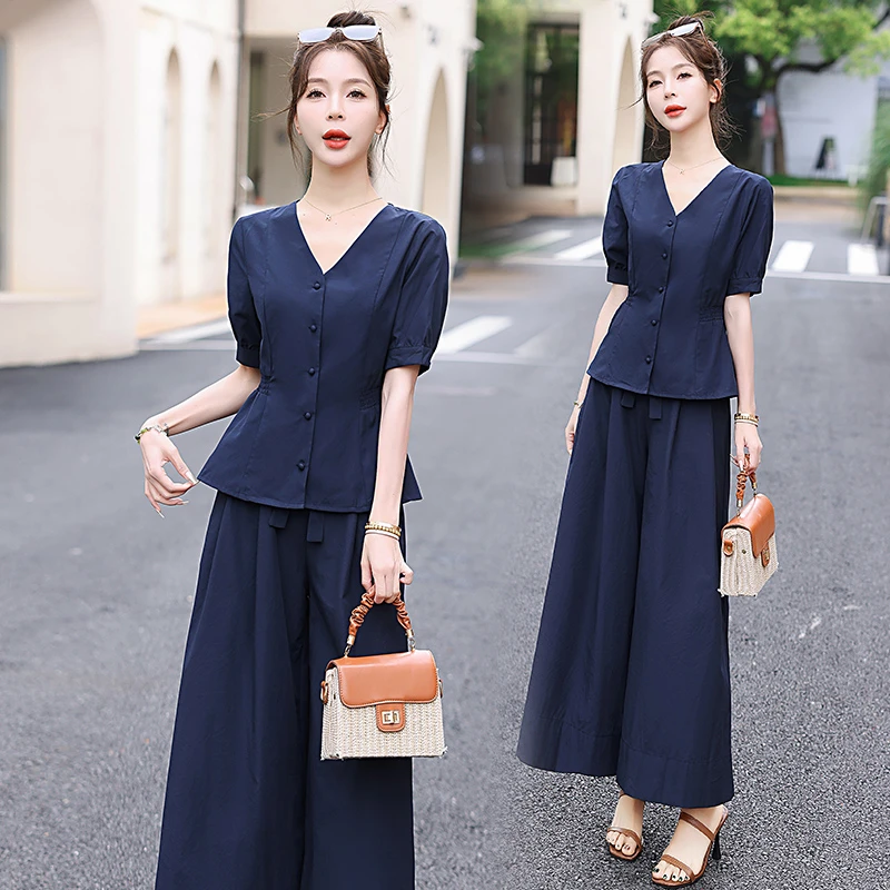 时尚宽松型中老年女装夏季套装短袖妈妈装春夏妈妈装40-50岁洋气