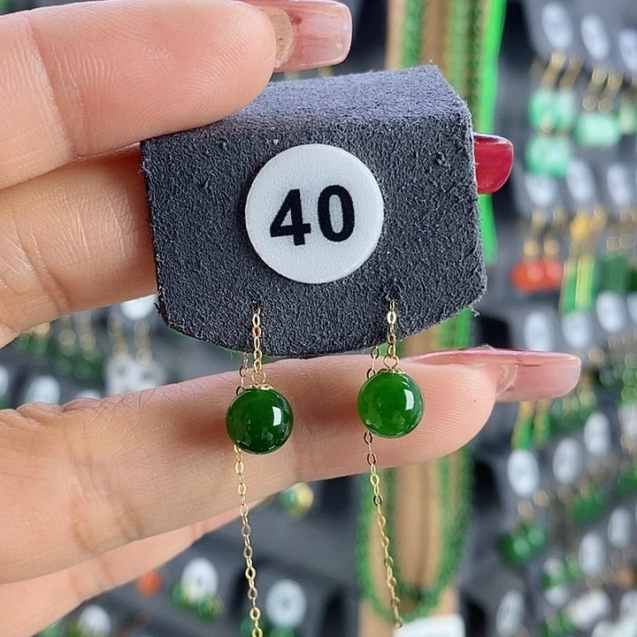 和田玉耳饰18K金镶嵌