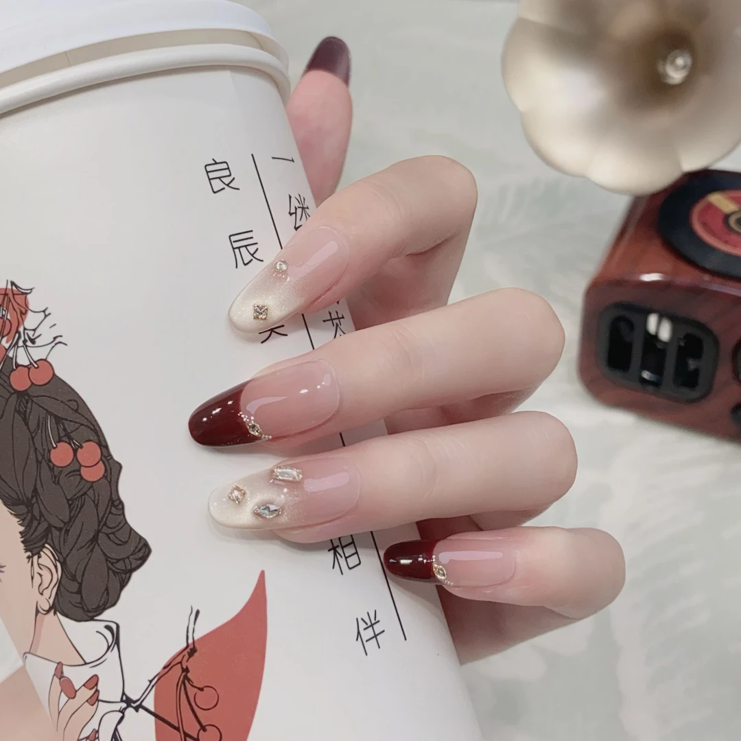 JDD【栗子蛋糕】 秋季高级法式千金氛围感纯欲显白手工美甲穿戴甲片