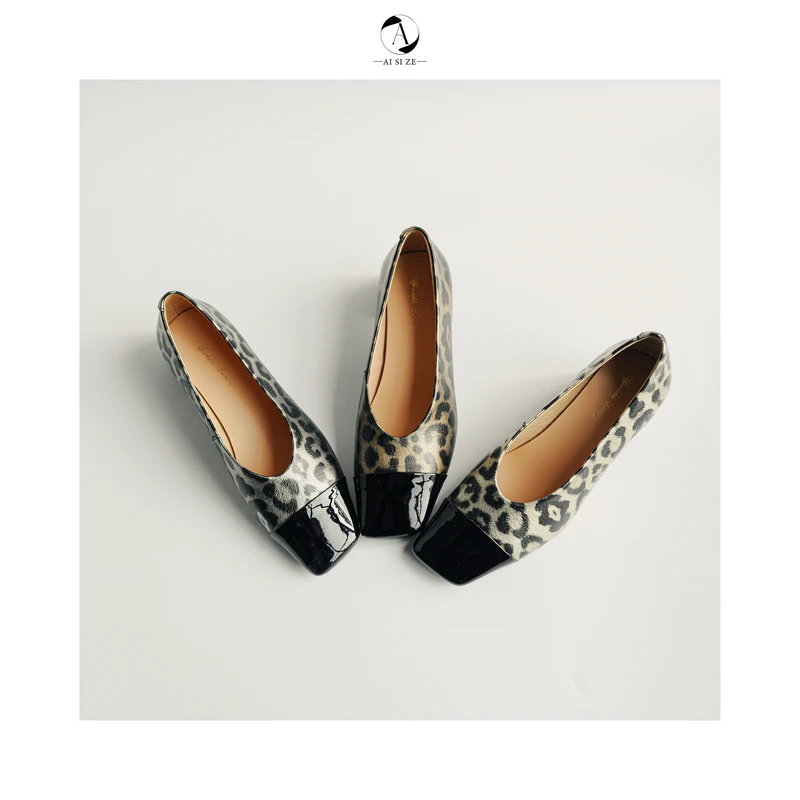 跟高4cm/34-39/百搭时尚气质休闲法式豹纹粗跟日常舒适洋气单鞋女