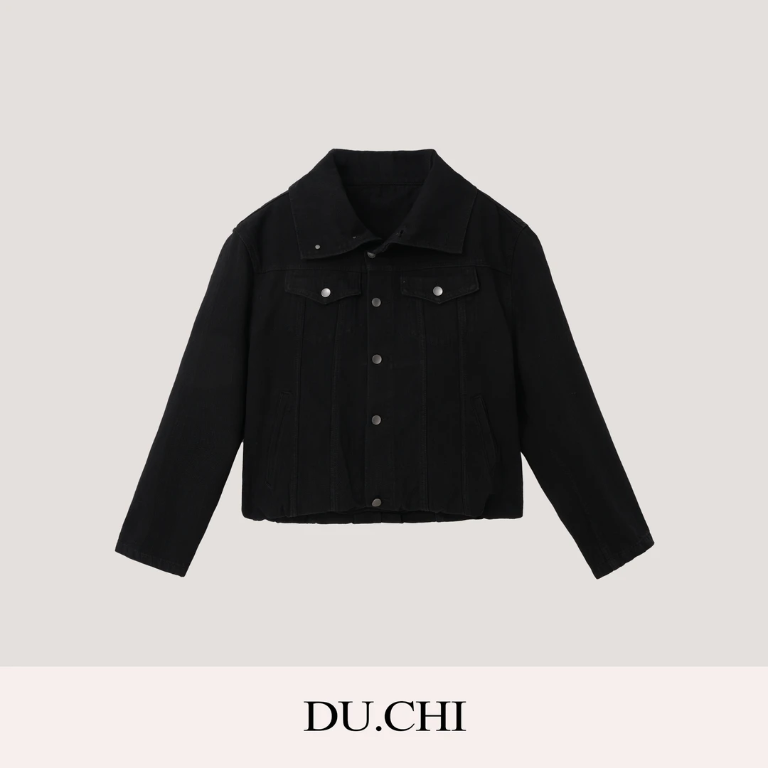 DU.CHI设计师款短宽复古水洗做旧牛仔外套