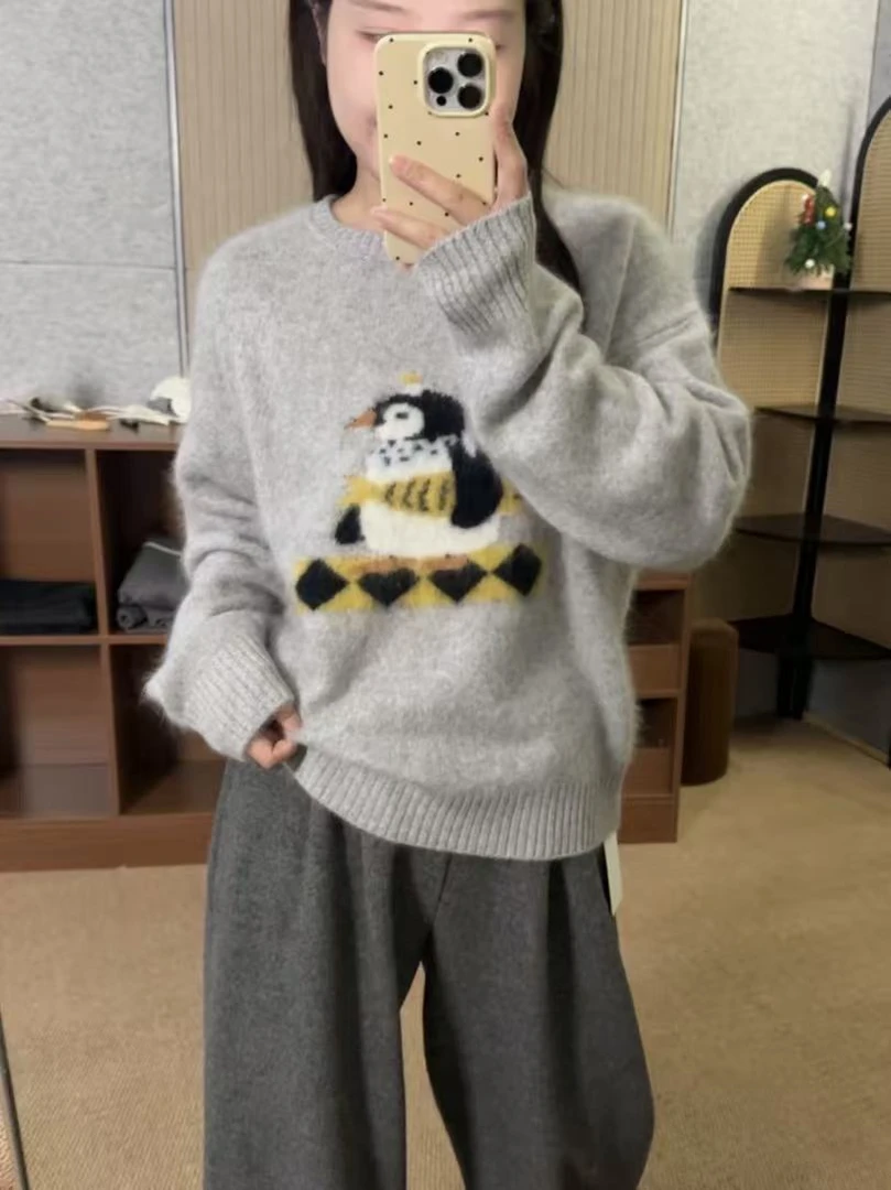 【鑫绒毛衣】针织衫卡通圆领提花毛针织衫女装冬季保暖Y000-A302