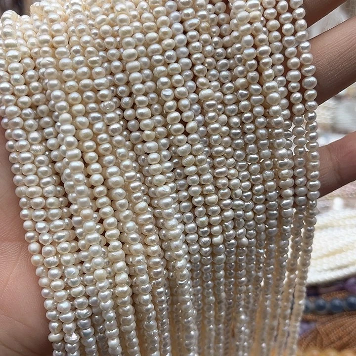 未镶嵌玛瑙/玉髓珠宝半成品一条3.5mm左右椭圆不规则珍珠