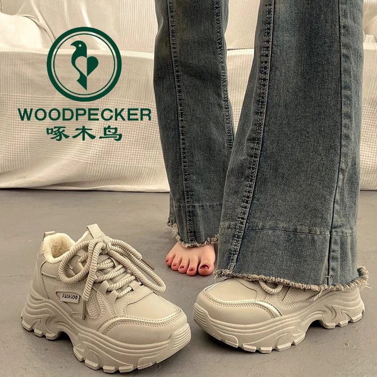 啄木鸟显脚小厚底老爹鞋女春百搭炸街超火2025新款爆款休闲运动鞋