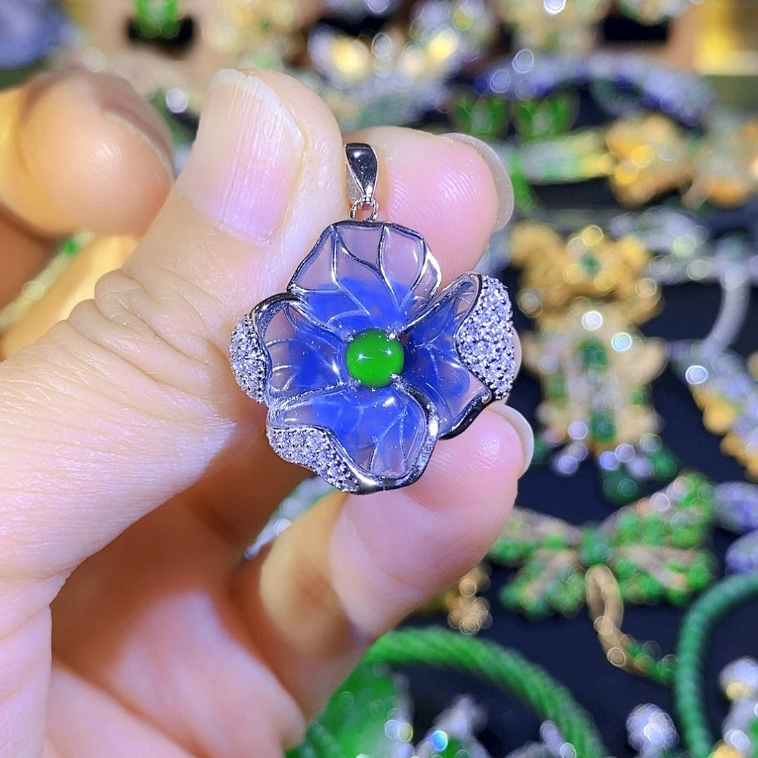 颈饰银S925镶嵌翡翠