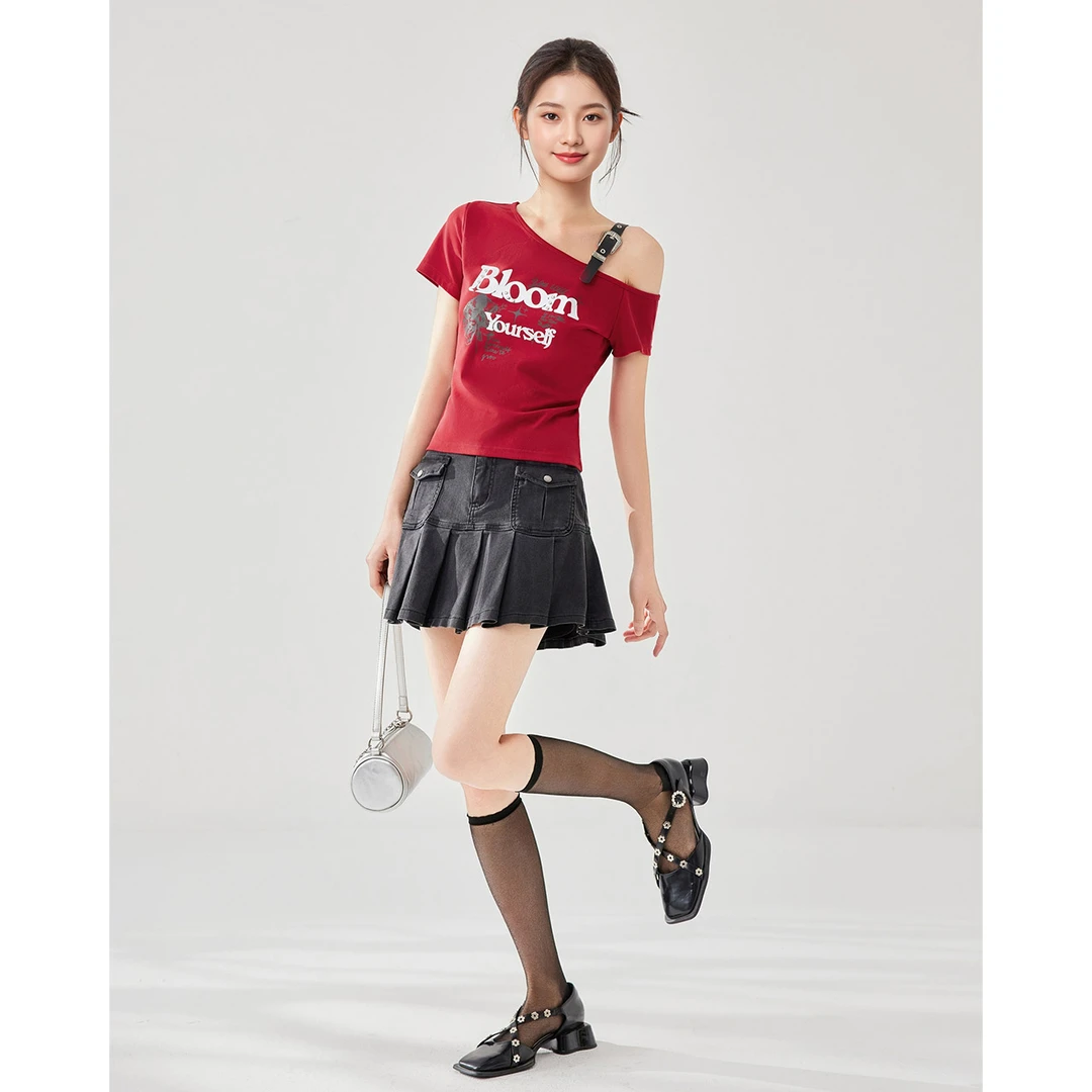 IEF/爱依服高腰运动服装白色修身型洋气街舞短款显瘦T恤韩版嘻哈