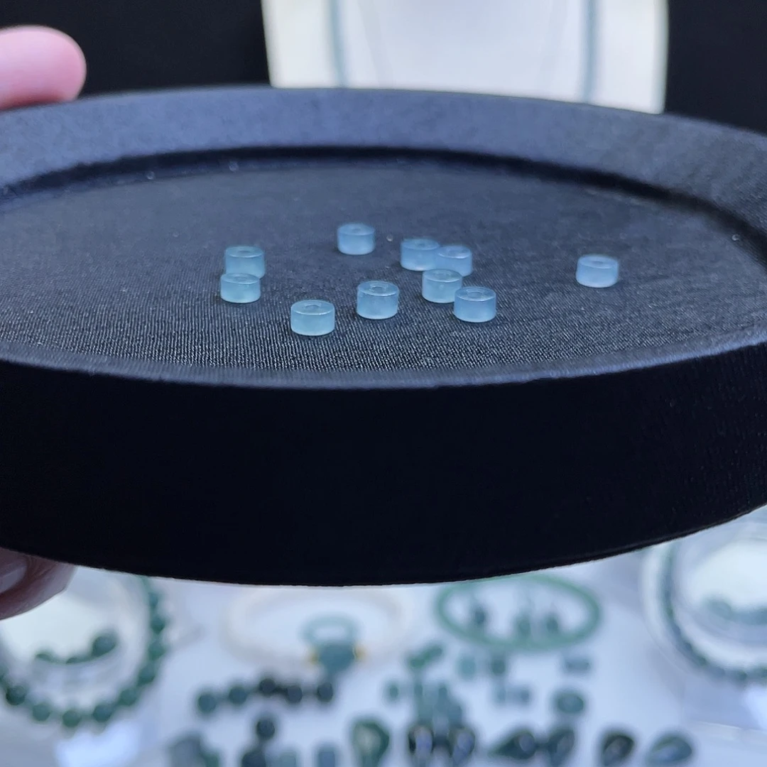 翡翠散珠天然A货翡翠卡5直切一组10颗