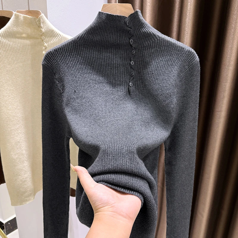 时髦气质高领外穿毛衣女秋冬爆款修身内搭长袖保暖洋气针织打底衫