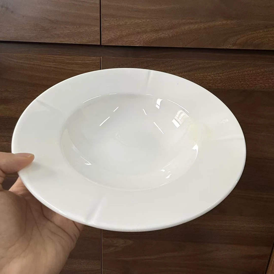 草帽盘陶瓷盘子意面盘餐具家用菜盘餐盘高级感深碟子西餐白色碗碟