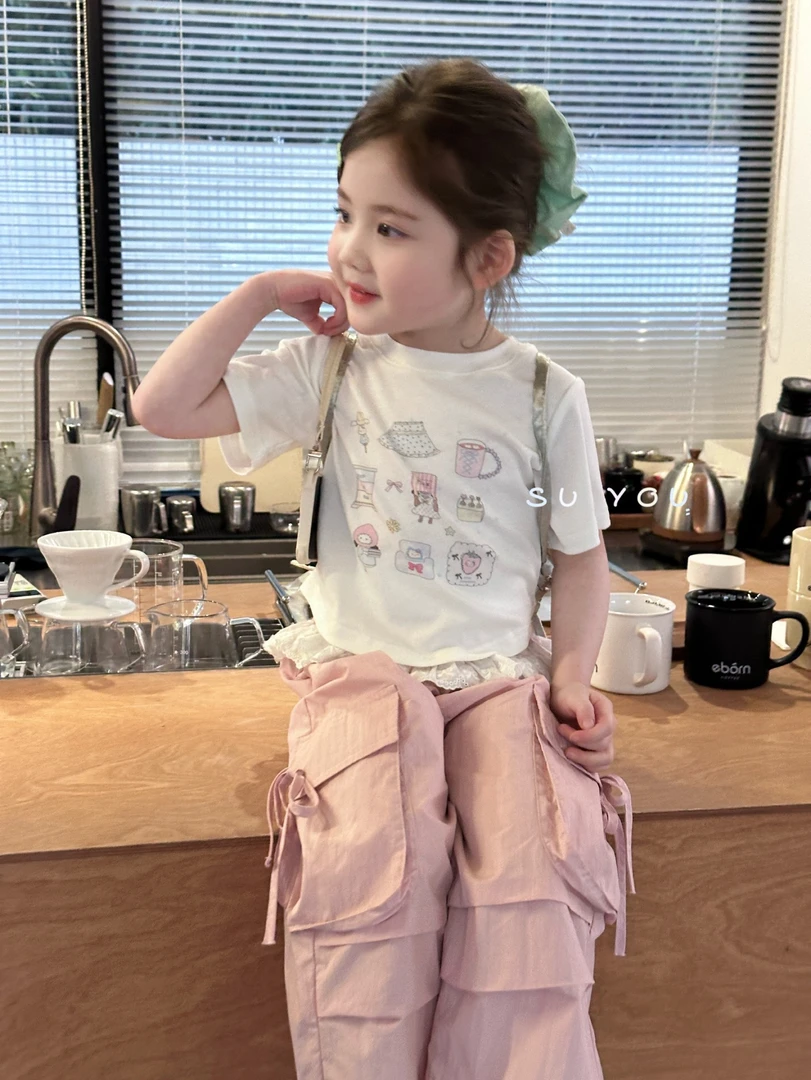 Suyou2025夏～印花T恤662093 花边工装裤662169（女童汉服