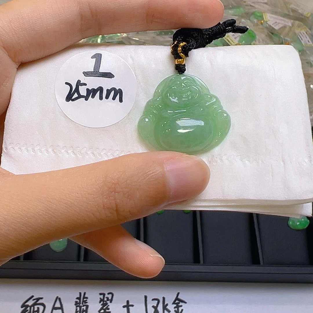 翡翠足金镶嵌吊坠(不含链)翡翠