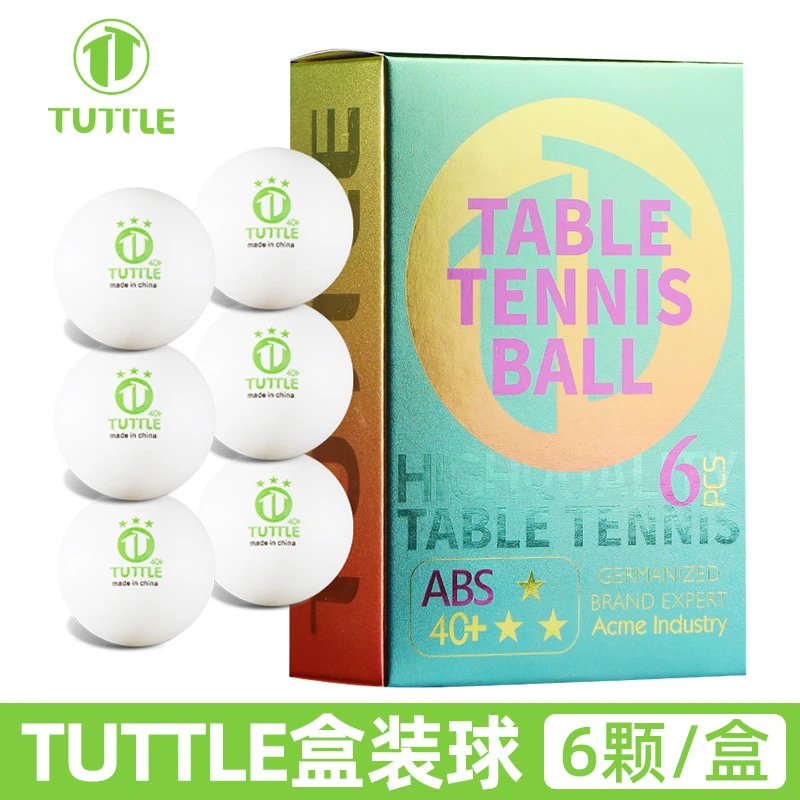 TUTTLE乒乓球6只装盒装3星专业比赛训练球新材料ABS40+耐打有缝球