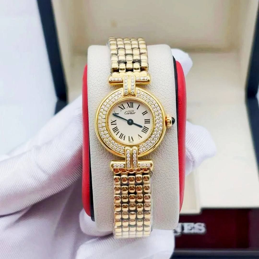 95新 Cartier/卡地亚 24mm后镶钻小旋风奢华气质名表石英女士腕表