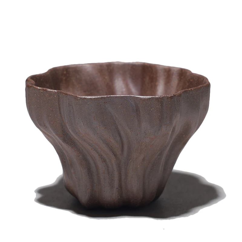 大吉羊柴烧 宜兴分茶器 本山绿泥卷莲主人杯70ml