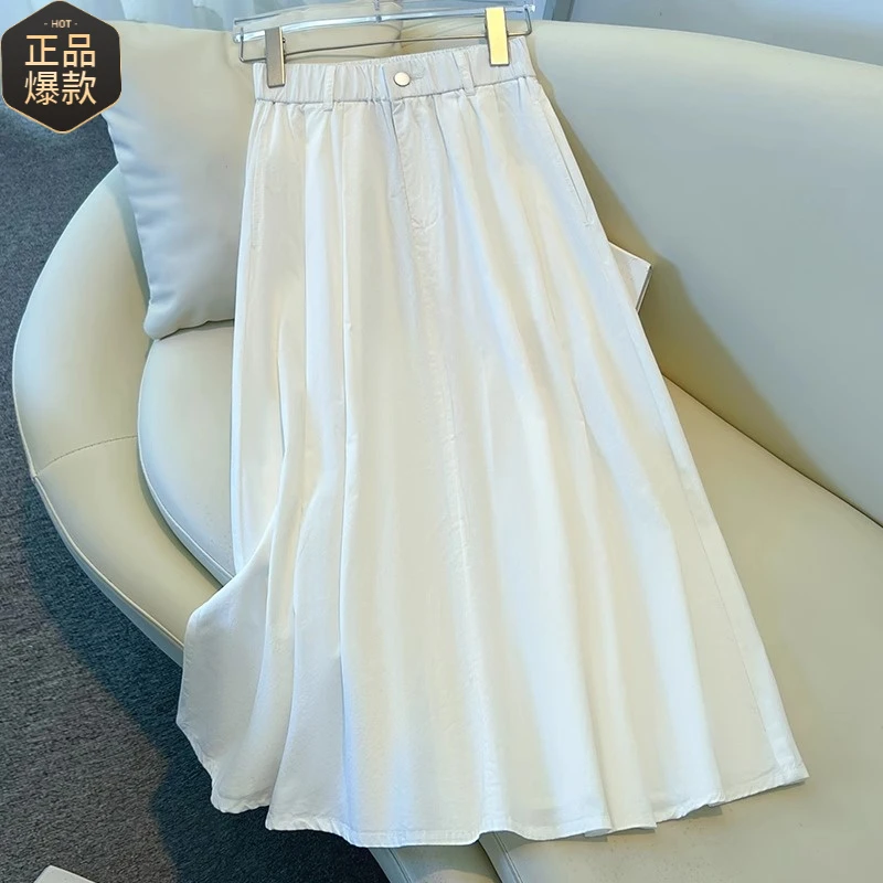 高端白色伞裙半身裙女夏季薄款2025新款小个子a字裙超好看百褶裙