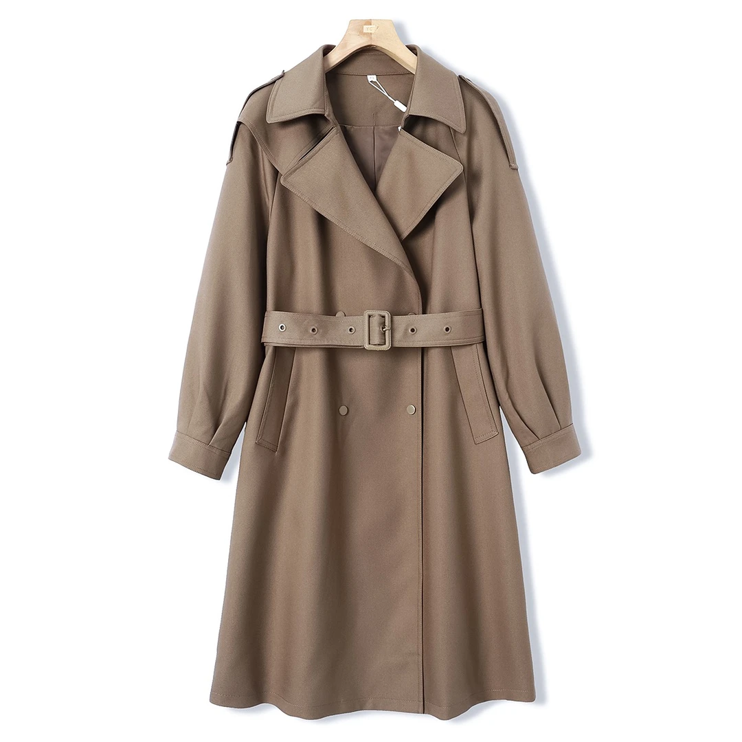 K001简约中长款风衣外套女装秋季新款时尚气质大衣