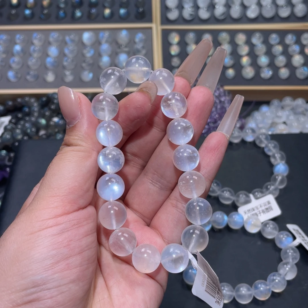 榴***女手链未镶嵌长石蓝月光手链12mm