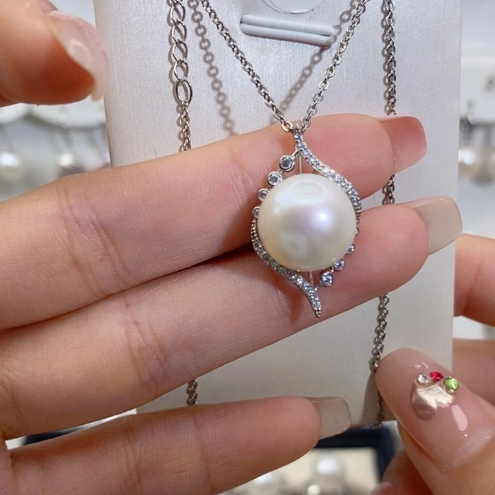 淡水珍珠吊坠(赠链)银S925镶嵌12➕