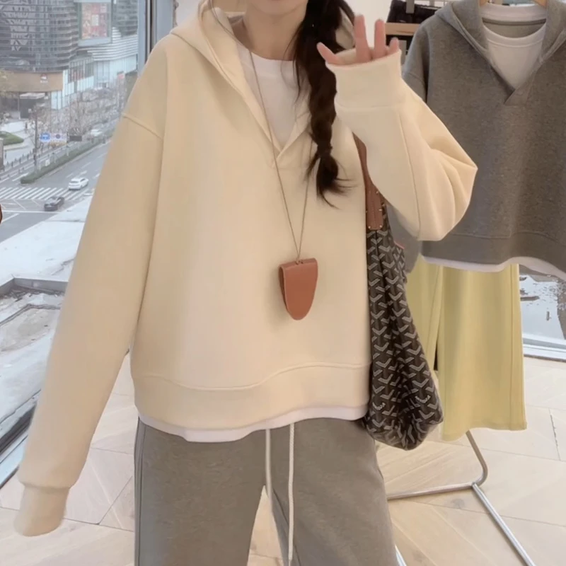 春季新款假两件连帽韩版简约休闲显高卫衣LK2501802