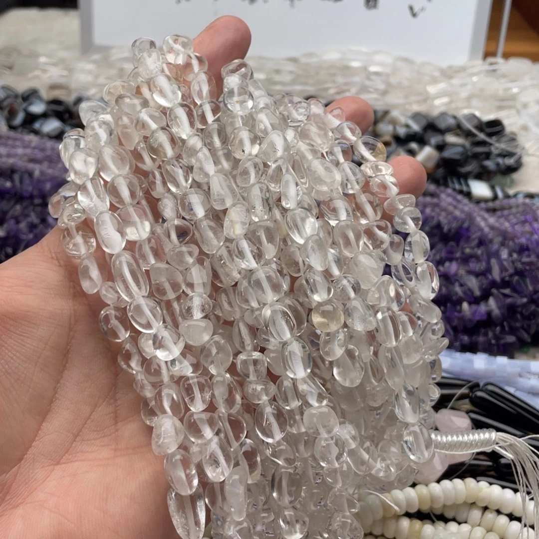 未镶嵌玛瑙/玉髓珠宝半成品一条装卡8mm白水糖豆珠