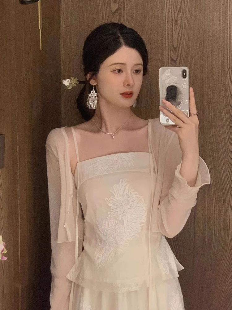 超仙气雪纺防晒衣女夏配裙子外搭披肩短款开衫外套百搭透气薄罩衫