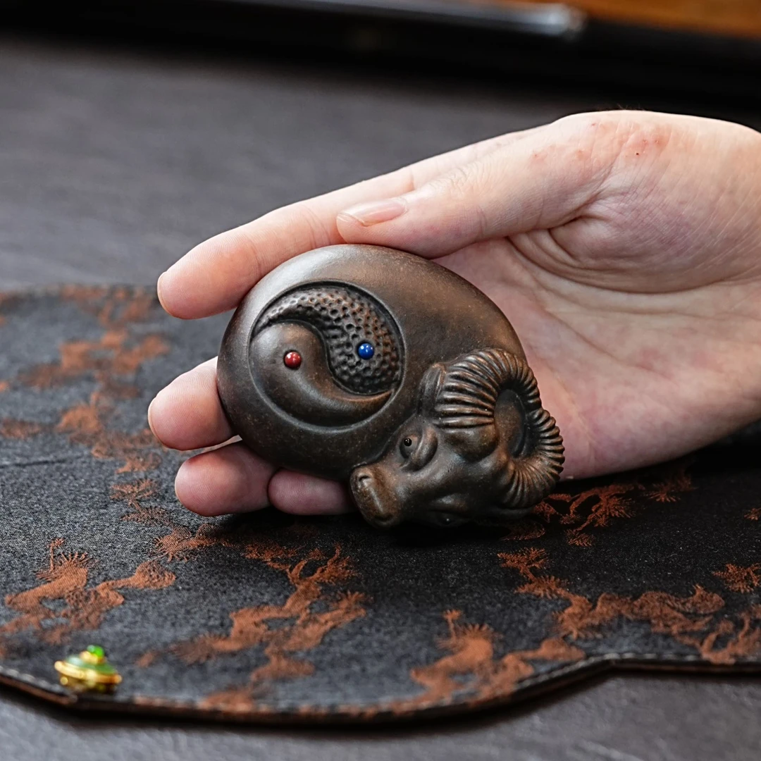 宜兴正宗紫砂牛茶宠可爱茶玩茶具茶道十二生肖瑞兽手捏纯手工