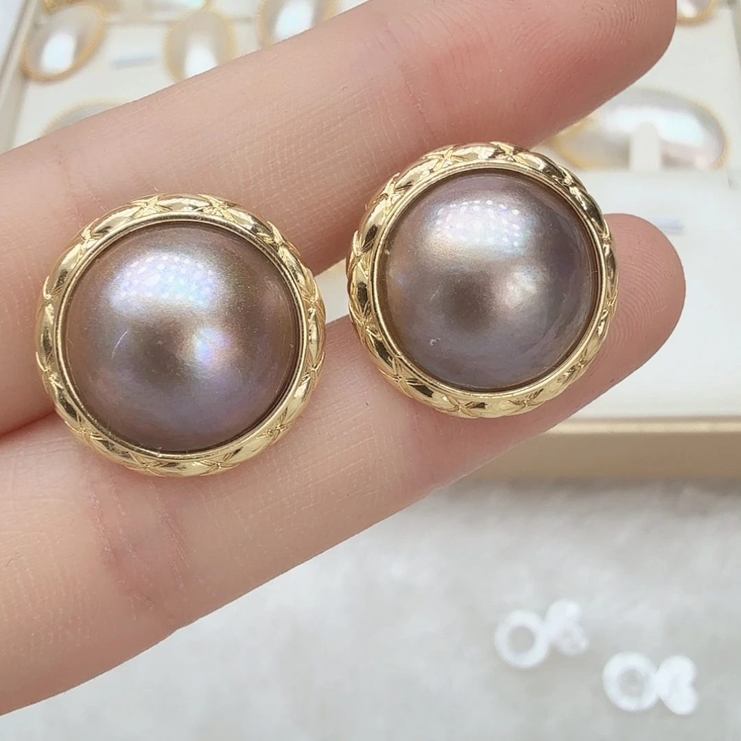 未镶嵌耳饰拼合珍珠（马贝珠）