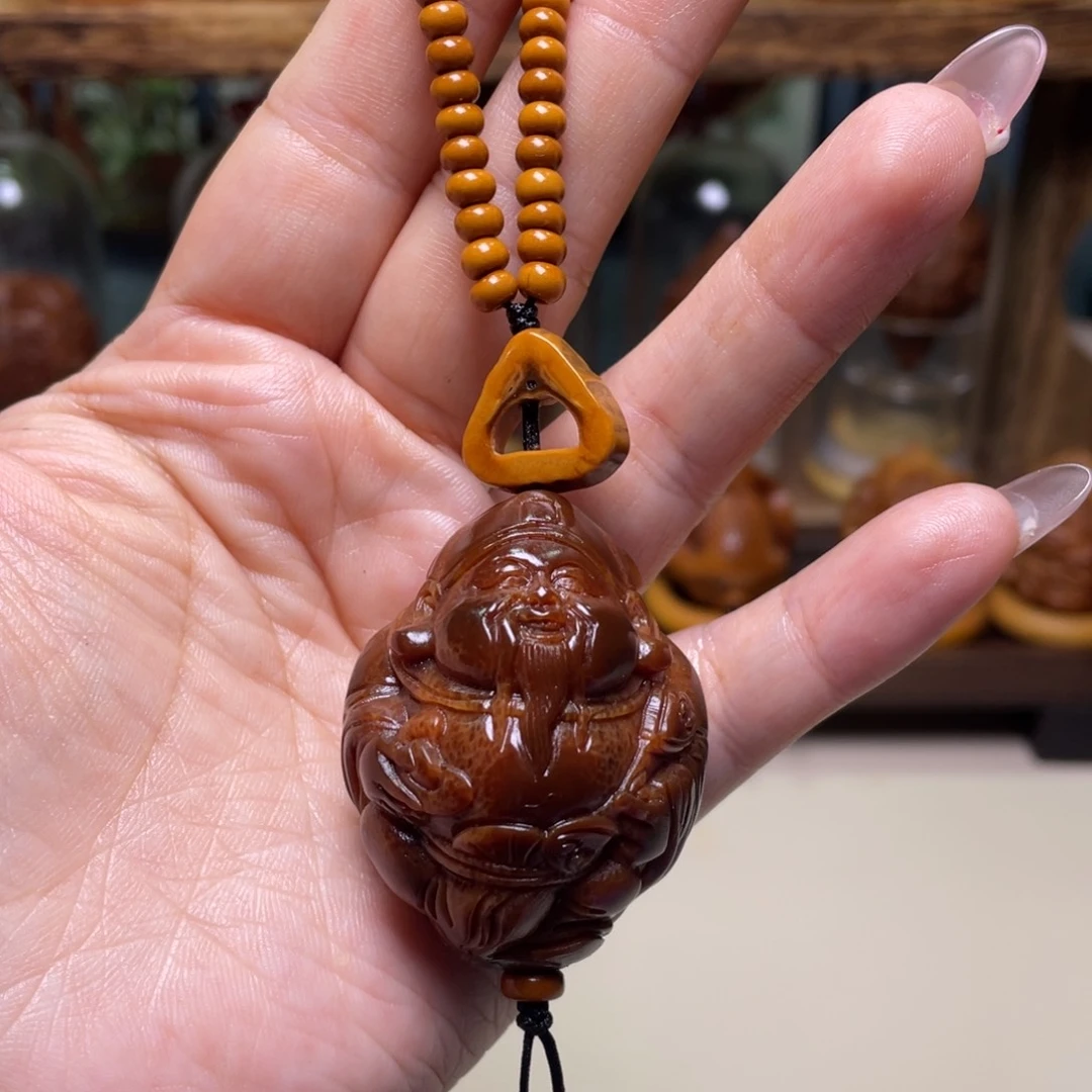 佛螺菩提吊坠玉华财神富贵脸链子一套