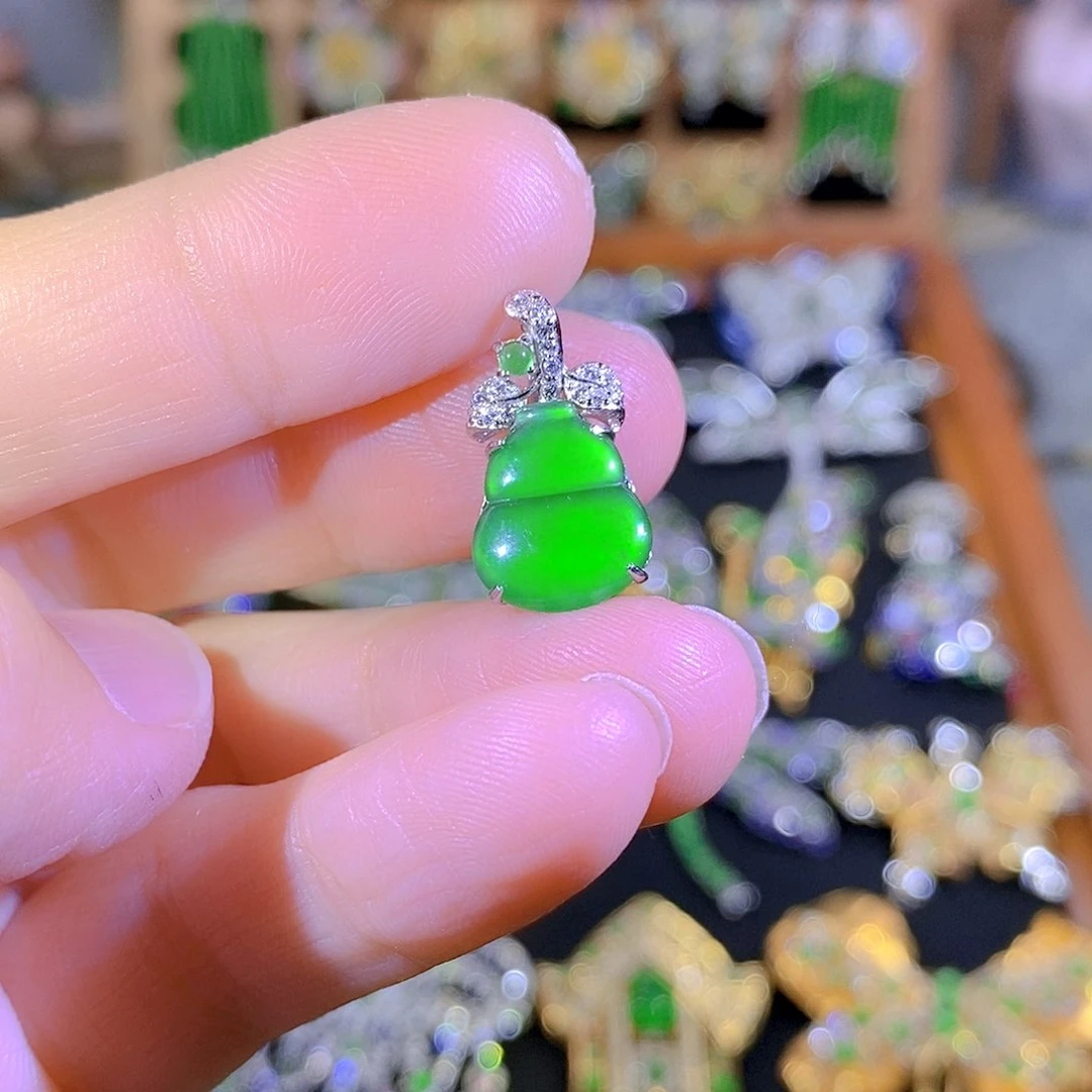 吊坠(不含链)银S925镶嵌翡翠