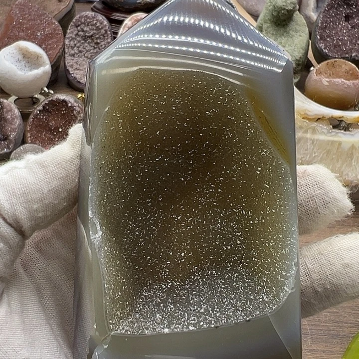 水晶珠宝半成品未镶嵌能量柱子87